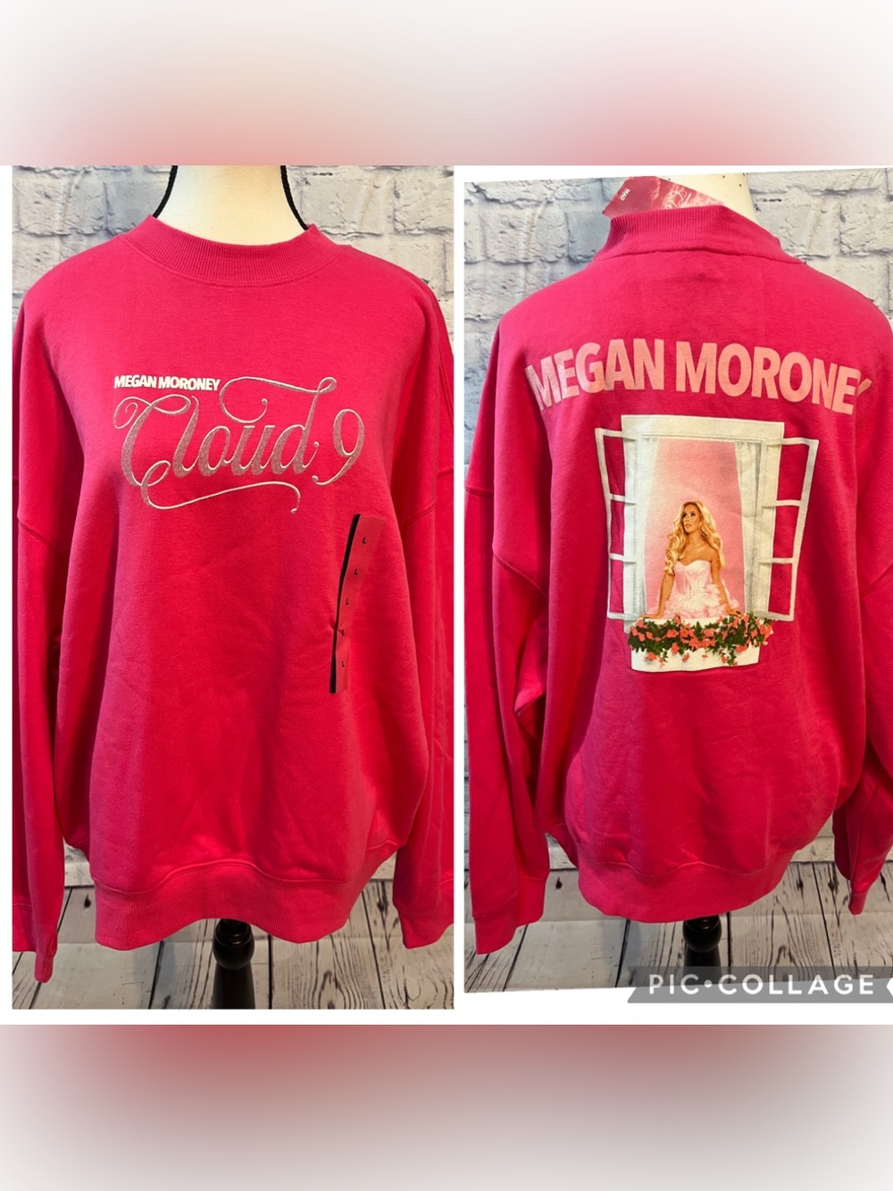 Megan Moroney Cloud 9 Sweatshirt NWT Album Concert Size Large Hot Pink